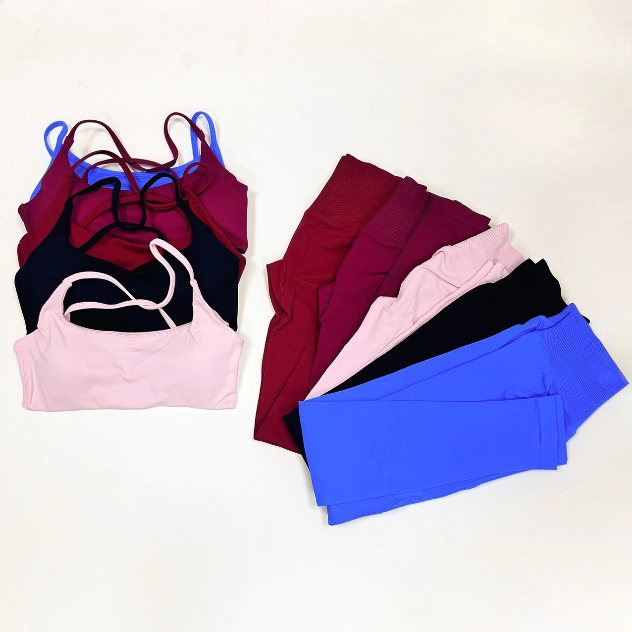 

Mileegirl 2pcs Yoga Sets Twist Back Hem Sports Bras with Pads Impact Sports Legging Hip Lift Seamless Gym Pants Workout Crop Top