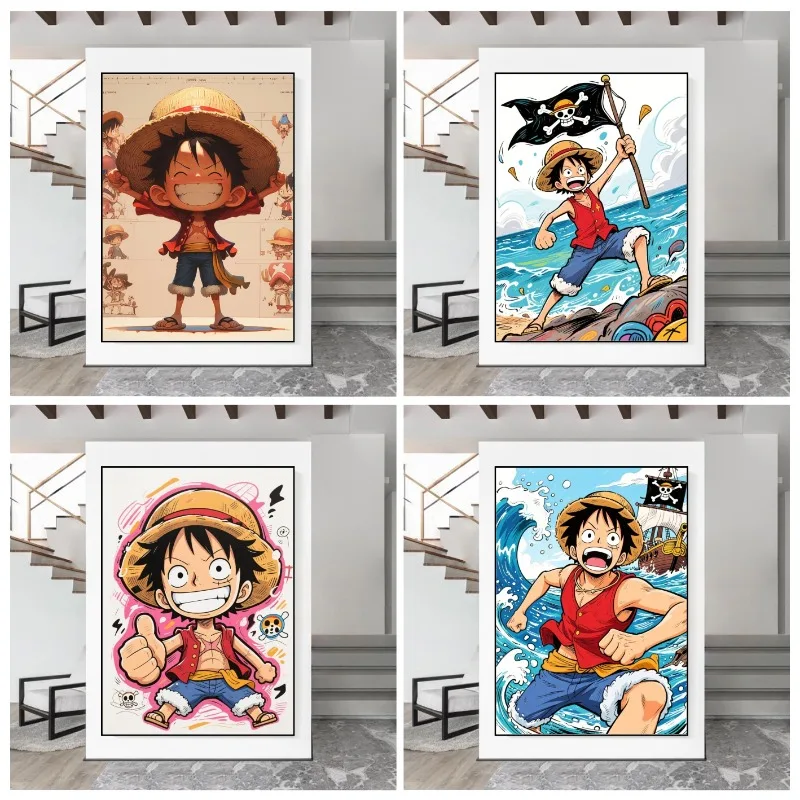 One Piece Luffy Poster Anime HD Wallpaper Living Room and Bedroom Background Decorative Painting Anime Collectible Poster view 2