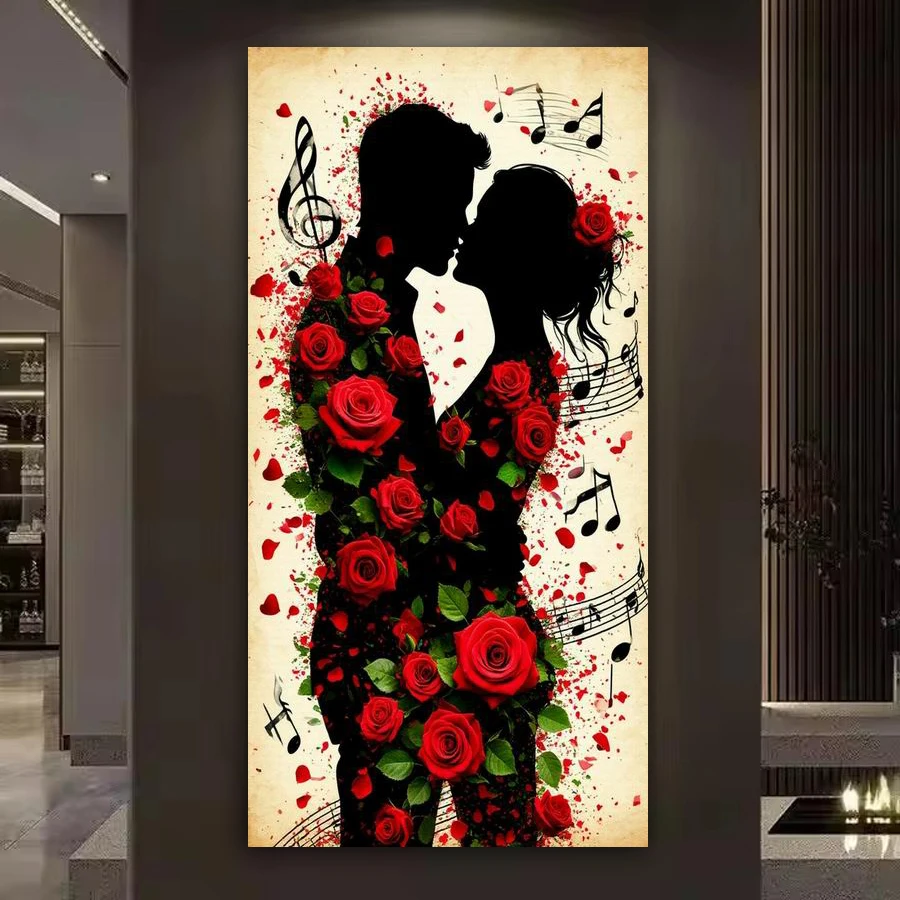 Embroidery Rose Stitch - Diy Diamond Embroidery Abstract Rose Music