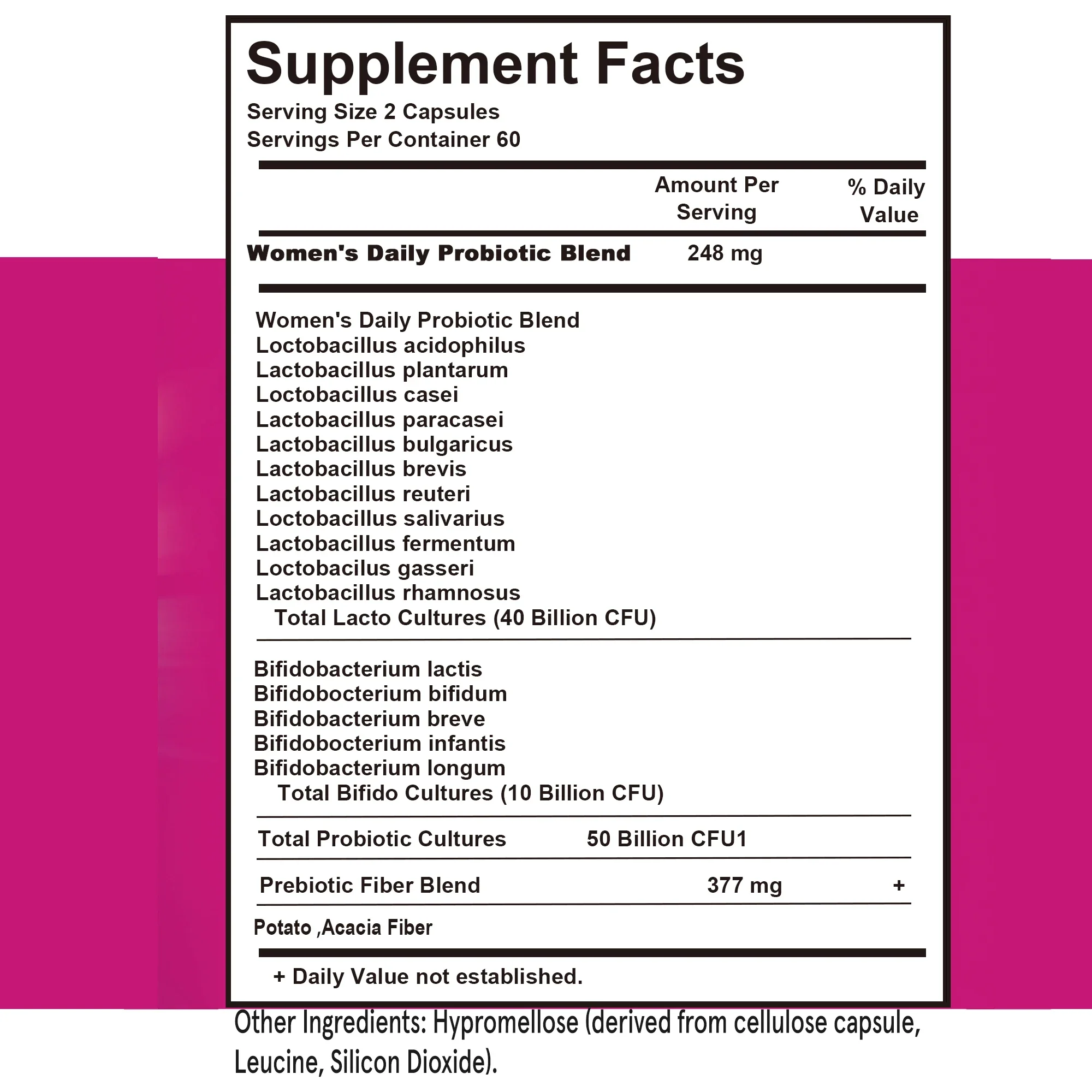 Women's Probiotics 50 Billion CFU - Supports Digestive, Vaginal and Immune Health - 120 Capsules