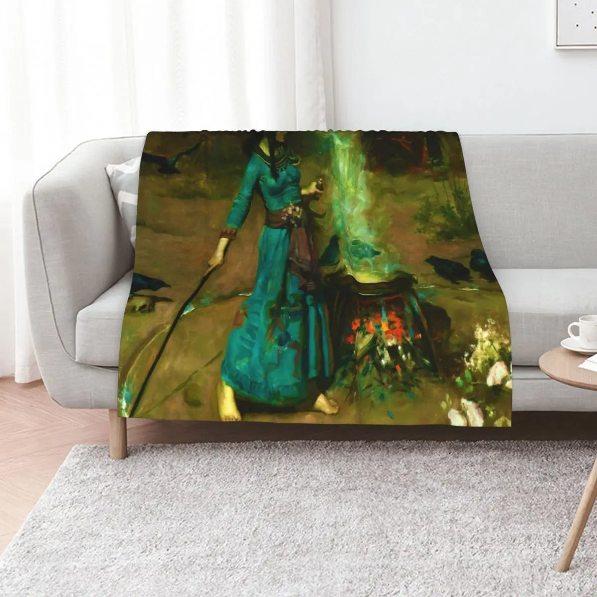 John William Waterhouse The Magic Circle Throw Blanket Thins for babies funny gift wednesday Summer Beddings Soft Beds Blankets