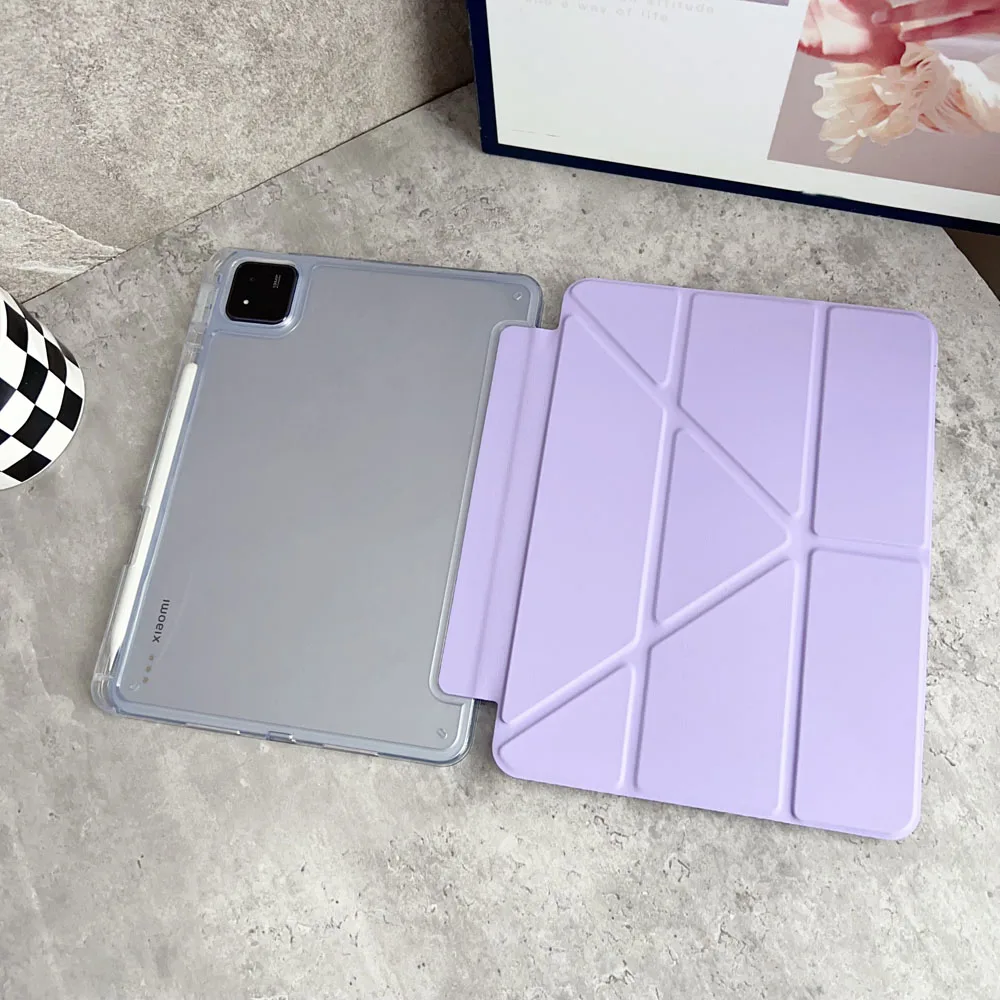 Shockproof Acrylic Case for Xiaomi Mi Pad 8/8 Pro / 7/7 Pro 11.2 Inch Tablet Protective Y-Fold Back Cover Shell Hard Case