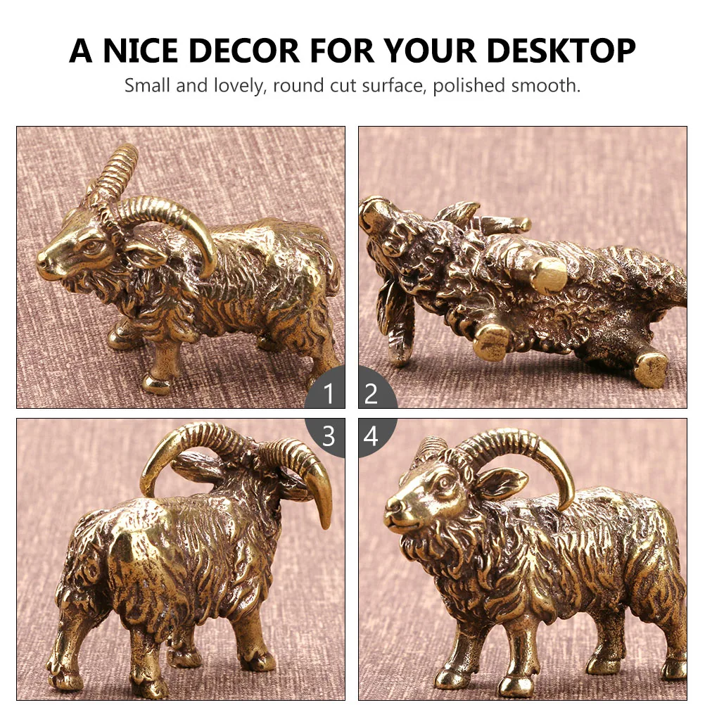 

Zodiac Sheep Shape Ornaments Metal Home Desktop Decorations Brass Figurines Goat Shape Ornament Small Round Portable