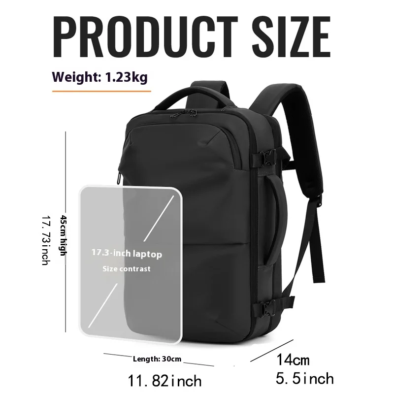 Vacuum compression backpack for men, expandable backpack with dry wet separation, anti-theft computer backpack, short distance b