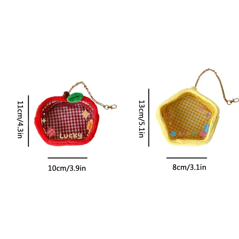 Pluszowa zawieszka do torby w kształcie jabłka z kreskówki, urocza portmonetka, breloczek, portfel, przezroczysta mini torebka dla dziewczynek, pluszowa zabawka.