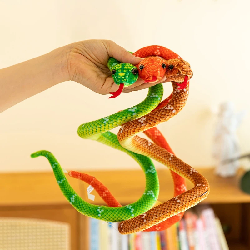 1Pcs 80/110cm Simulation Printed Snake Chinese Mascot Plush Toy Stuffed Soft Animal Dolls Festive Decoration Toy For New Year