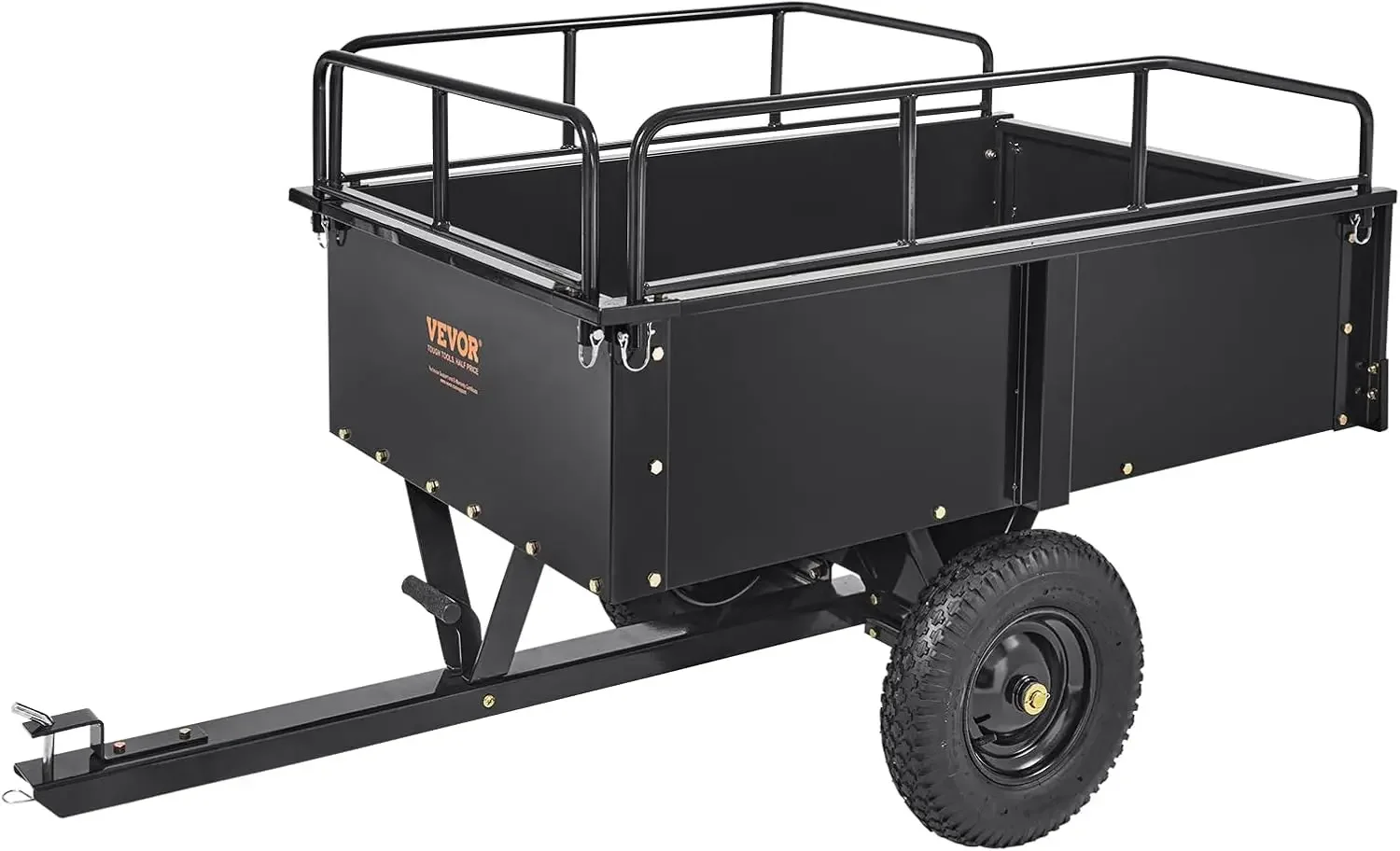 Trailer Steel Dump Cart Tow Behind, 750 lbs 15 Cubic Feet, Garden Utility Trailer Yard Trailers with