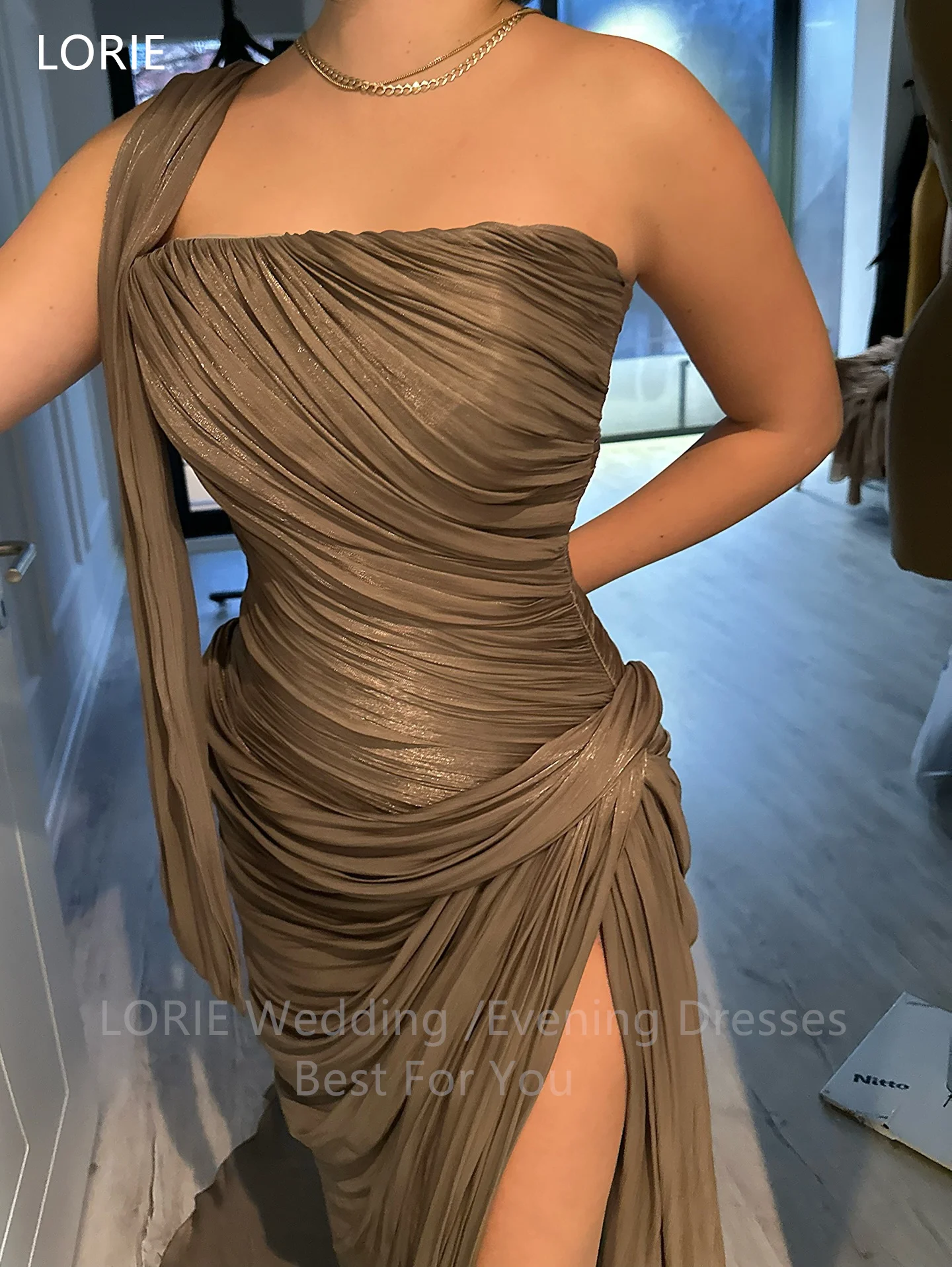 فستان سهرة أنيق من LORIE طيات بدون حمالات بدون أكمام فساتين حفلات Sxey بفتحة جانبية حورية البحر فساتين حفلات مخصصة