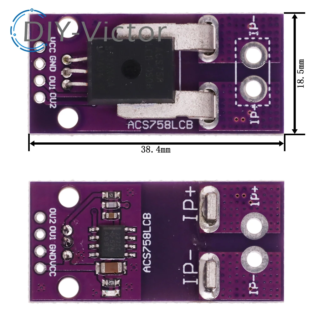 ACS758 ACS758LCB-050B-PFF-T Hall Current Sensor Module Linear Analog AC DC 3.3V-5V High Accuracy For Arduino RC Model Connector