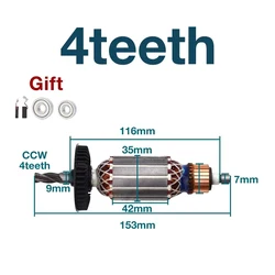 AC220V 240V Armature Rotor Anchor Replacement for BOSCH GBH2-20 GBH 2-20 GBH2-20S GSB18-2 GSB 18-2 Rotary Hammer 4 Teeth Rotor