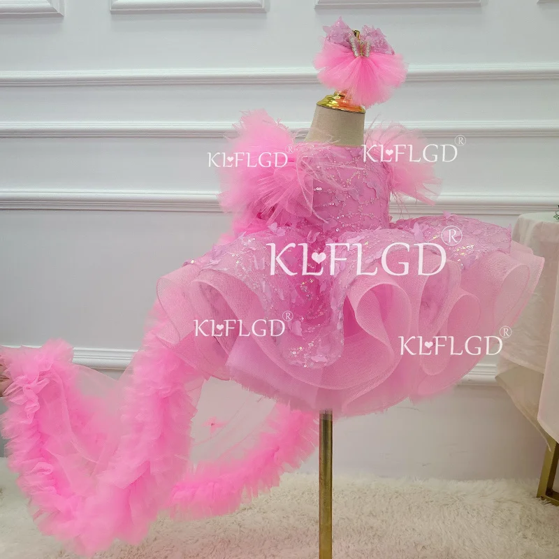Light luxury gorgeous girl dragging dress lace tulle cake panton skirt suitable for special occasions high -end dress girl birth