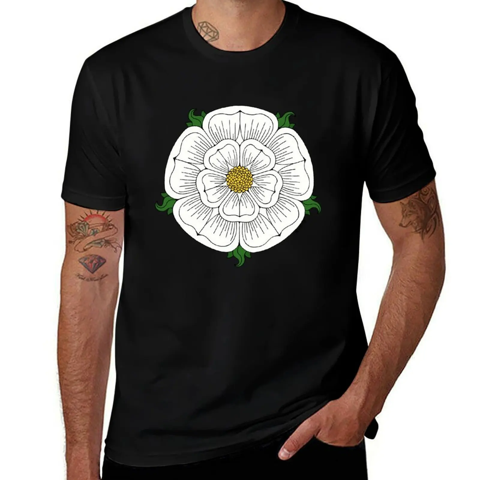 

White Rose of York T-Shirt custom t shirt vintage clothes graphic t shirts men clothes