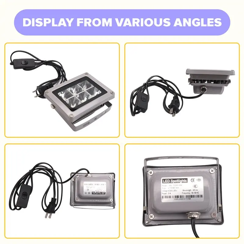 RALCA-85-260V 405Nm Uv Led Curing Light Lamp Resin For Sla Dlp 3D Printer US Plug