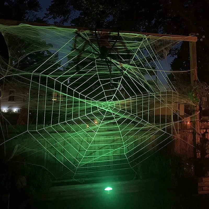 150/250 cm großes, schwarz-weißes Spinnennetz, riesiges, dehnbares Spinnennetz für Zuhause, Bar, Garten, Spukhaus, Horror-Requisiten, Halloween-Party-Dekoration – Detail 2