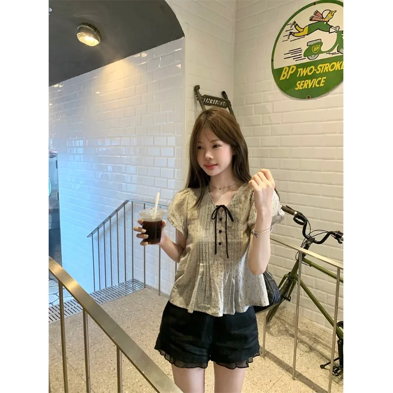 Koreanisches SLE-Knot-Sweatshirt mit lockerer Passform, schlankmachendes IRT-Sommer-2025, neues Faion V-Ne-Pullover-Oberteil für Damen