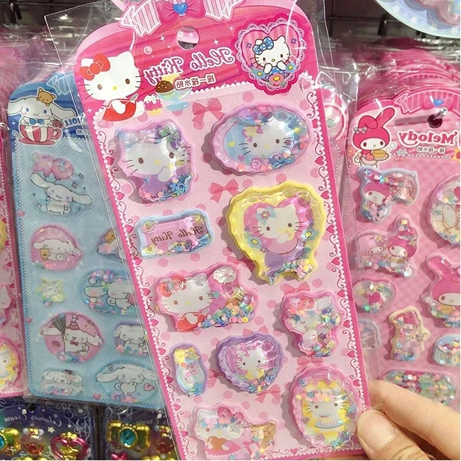 1/5pcsSheet DIY Notebook Album Diary Handbook Decoration Cute Anime Kawaii Sanrio 3D Shake Sticker For School Student Stationery image 3