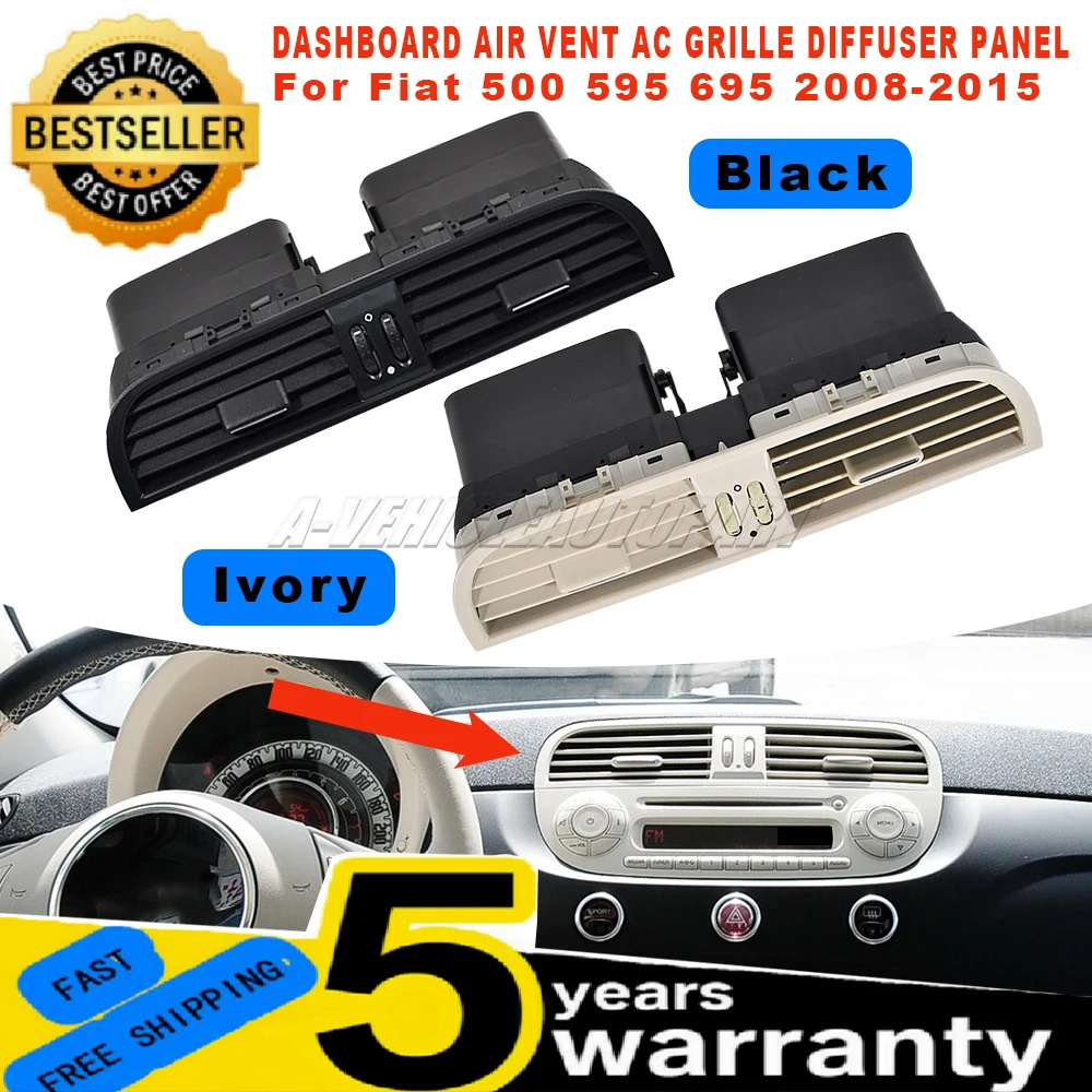 

Новая центральная передняя решетка воздуховода кондиционера (диффузор) цвета слоновой кости/черного для Fiat 500 595 695, простая установка, автомобильные аксессуары