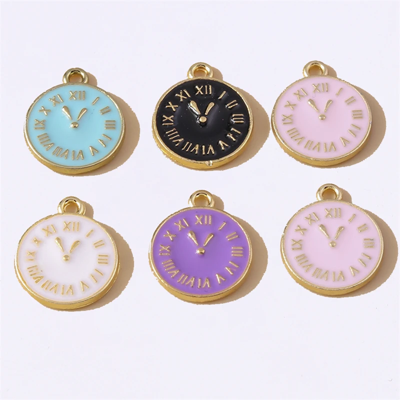 

Duarte 20Pcs/Lot Cute Colorful Enamel Clock Charms Pendants for Making Necklaces Earrings Bracelets Accessories Jewelry Findings
