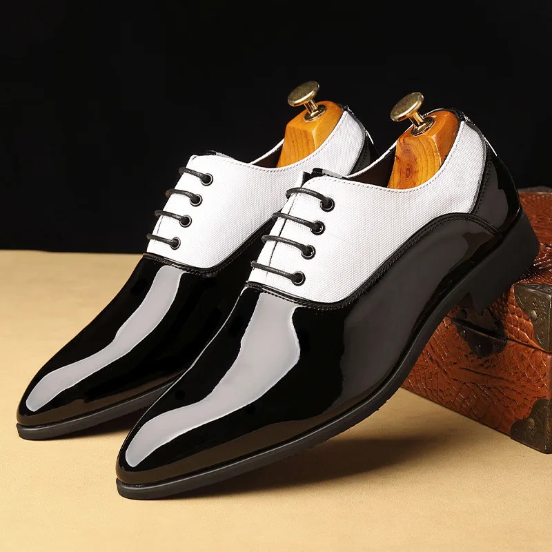 Office Men Dress Shoes  New patent leather Men Formal Shoes Leather Luxury Fashion Groom Wedding Shoes Men Oxford Shoes Dress 48