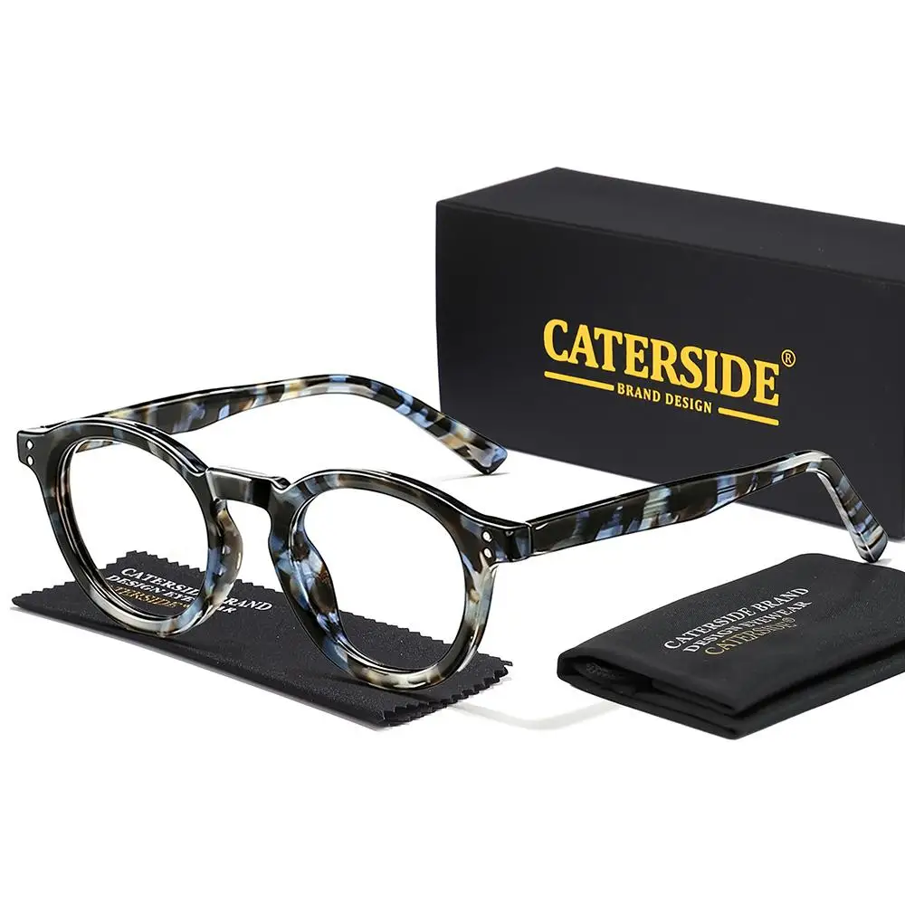 CATERSIDE Modische Herren-Anti-Blaulicht-Brille, Tr-90, runder Rahmen, flache Lichtbrille, Damen-Computer-Lese-Schutzbrille – Detail 11