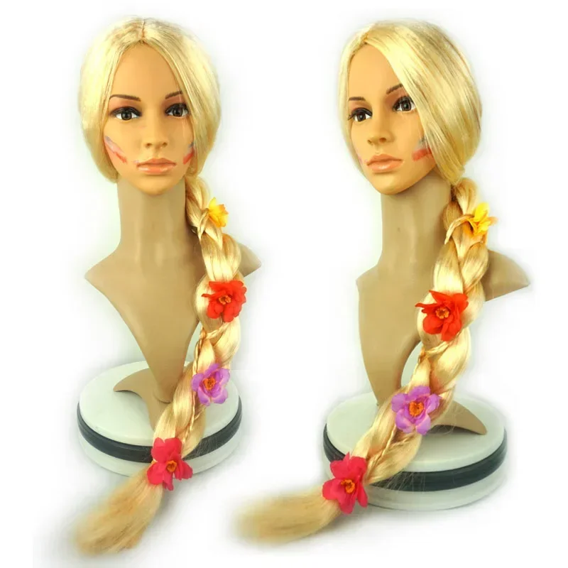 Rapunzel Princess Fantasy Dress Up Anime Big Braid Wig  Long Braid Floral Magic Hair Floral Anime Accessories