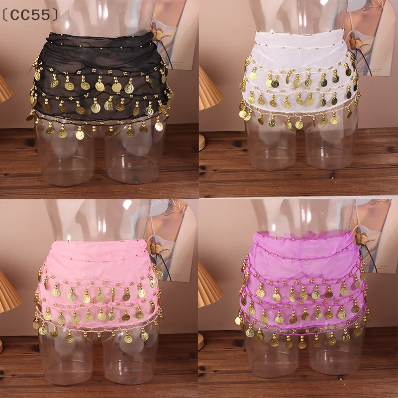 〔CC55〕Belly Dance Hip Scarf Wrap Belt Skirt Sequins Tassels Indian Dance Jazz Dance Hip Scarf Belt Stage Performance Costumes