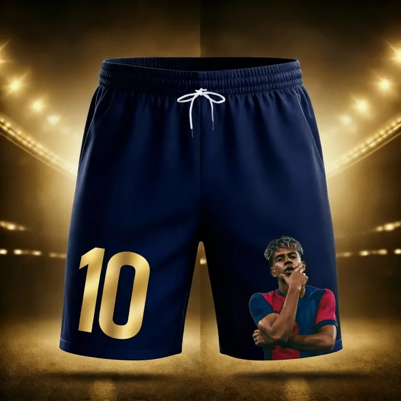 No.10 Portrait Printed Shorts Men's Adult Football Fans Drawstring Sports Basketball Shorts