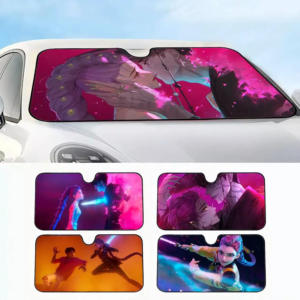 

KPop Demon Hunters Rumi Jinu Windshield Sunshade Customized Aluminium Foil Car Window Windscreen Cover Sunscreen Curtain