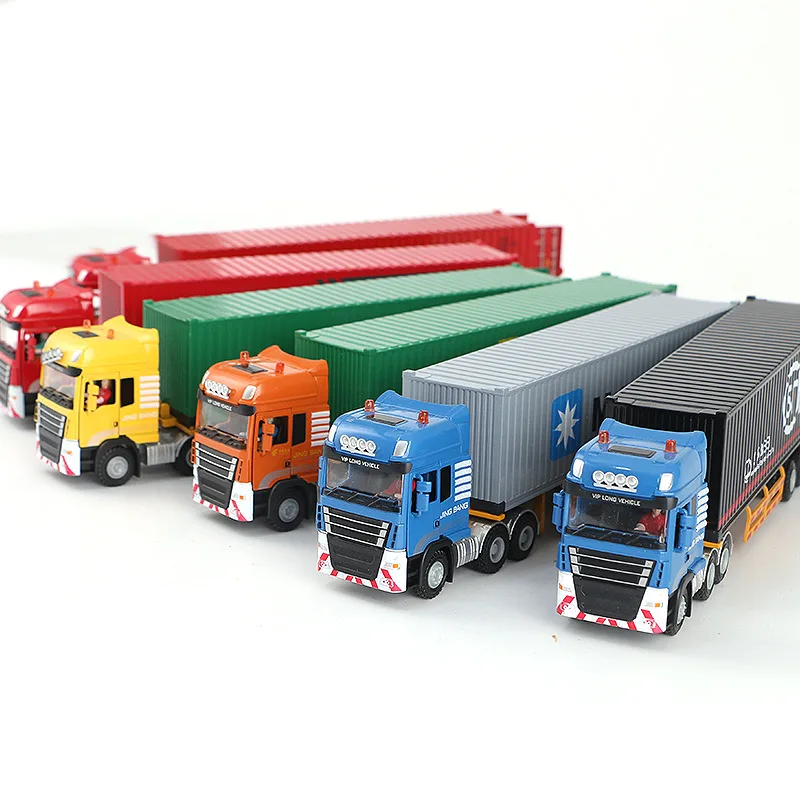 Alloy Container Truck Large Truck Express Transport Vehicle Large Engineering Vehicle1:50 Collection Model