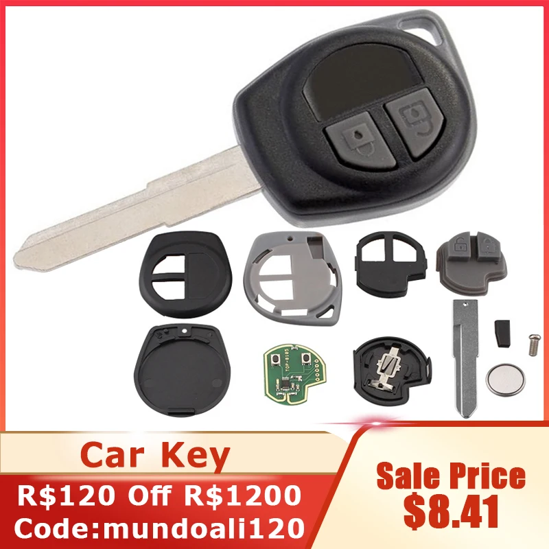 433MHz 2 Nút Móc Khóa Uncut Flip Remote Key Fob ID46 Chip Phù Hợp Cho Xe SUZUKI SWIFT SX4 Alto JIMNY VITARA IGNIS Splash 2007-2013