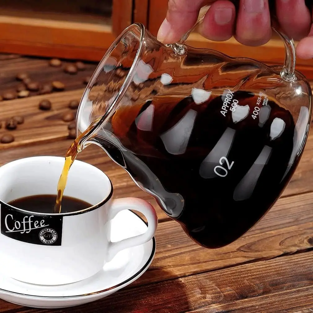 350/600ml Glass Coffee Bottle Coffee Server with Lid Heat-Resistant Suitable for Drip Coffee Maker Pot Perfect Tool for Baristas