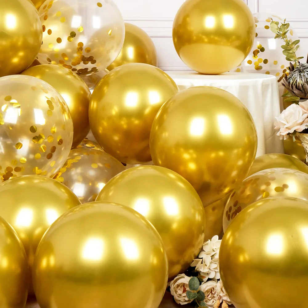 

30PCS Metallic Gold Balloons Confetti Balloons Latex Helium Chrome Gold Balloon Birthday Graduation Anniversary Party Decoration