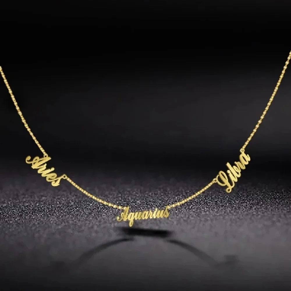 

YHLISO Custom Multiple Names Necklace Family Nameplated Golden Choker Stainless Steel Necklace Jewelry Chain Pendant Gifts