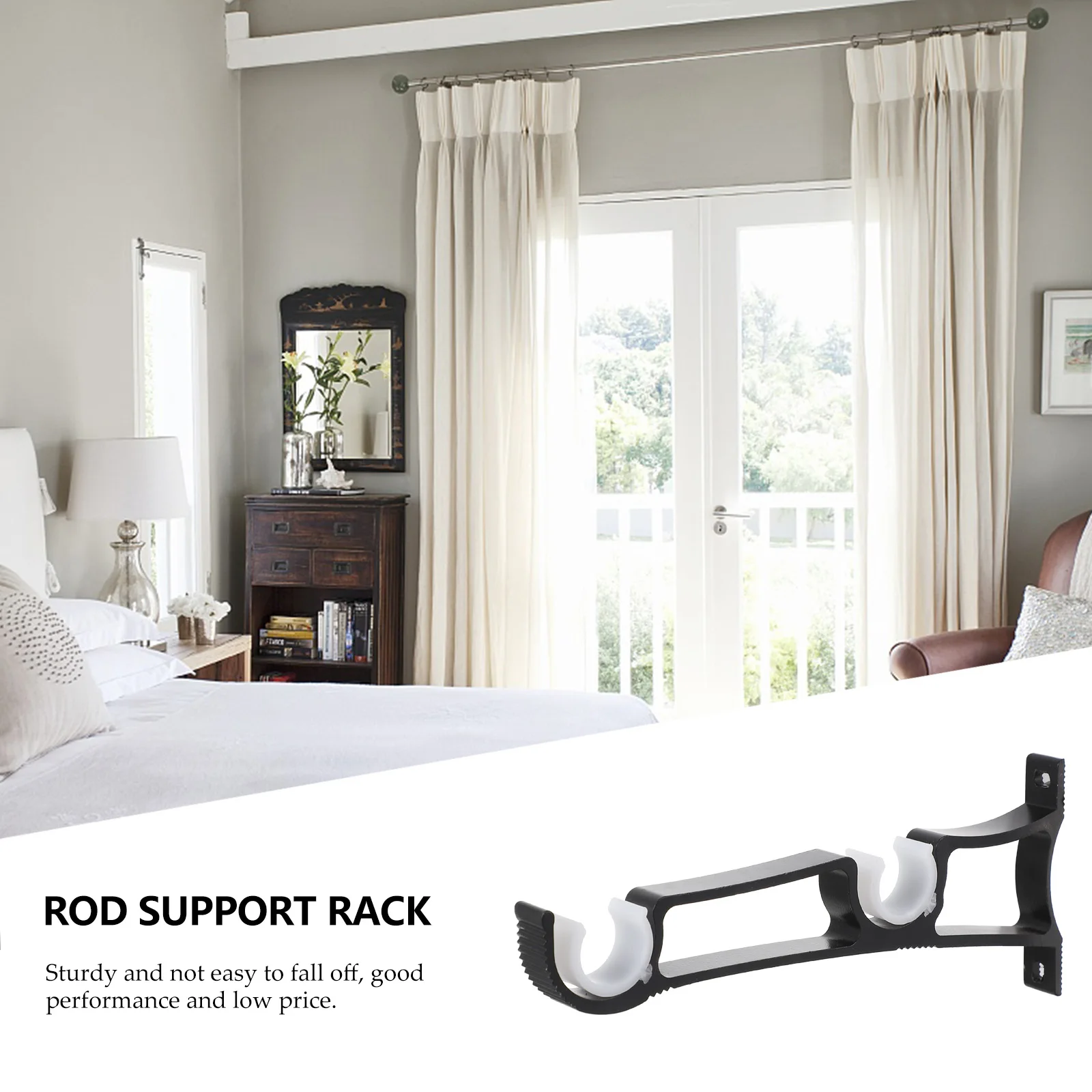 

Curtain Rod Heavy Duty Aluminum Alloy Wall Mount Holder Bedroom Living Curtain Pole Decor