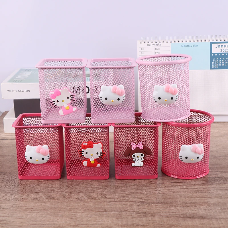 sanrio ola kitty anime pen holder papelaria brushes armazenamento mesh makeup brush case grande capacidade desktop pen titular box 01