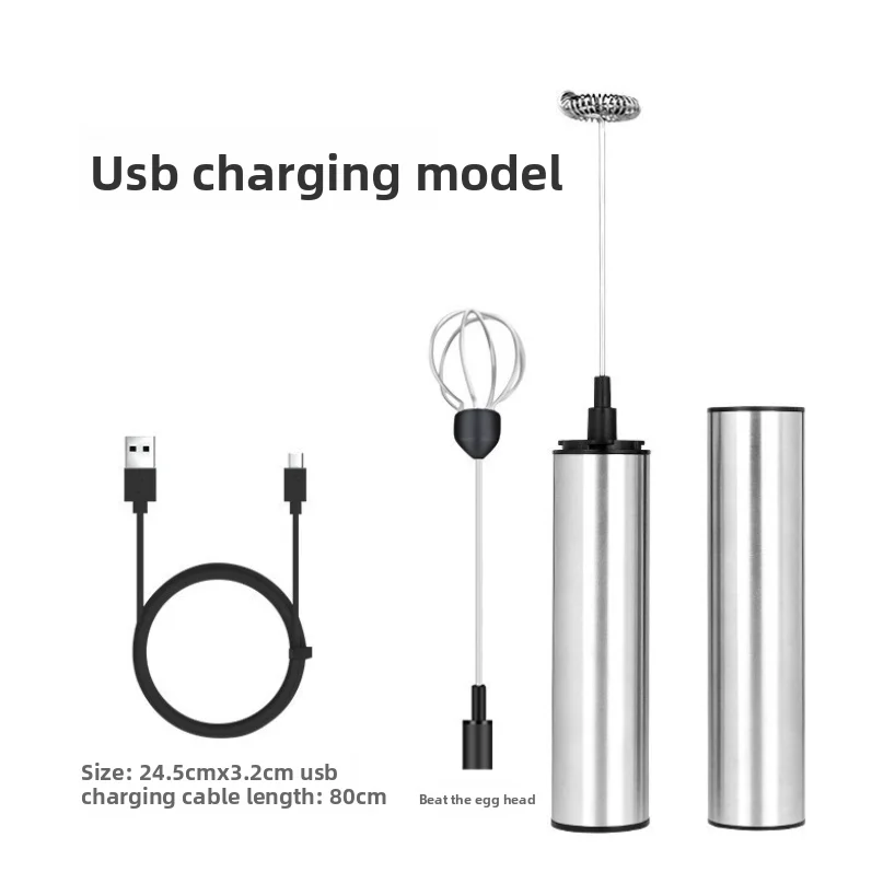 

Kitchen Powerful Stirrer Milk Frother Handheld Foam Maker for Lattes Whisk Drink Mixer Coffee Electric Rechargable Egg Beater