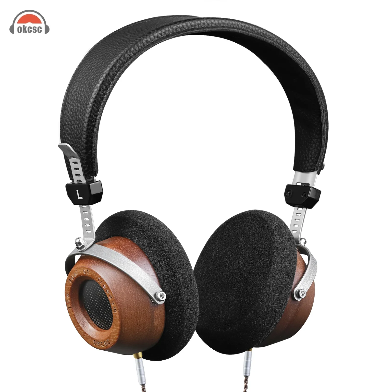 OKCSC M1 Pro Wooden HiFi Headphones 40mm Driver 3.5mm Detachable DIY Semi-Open-Back Stereo Headset Earphones Retro-Vintage Style