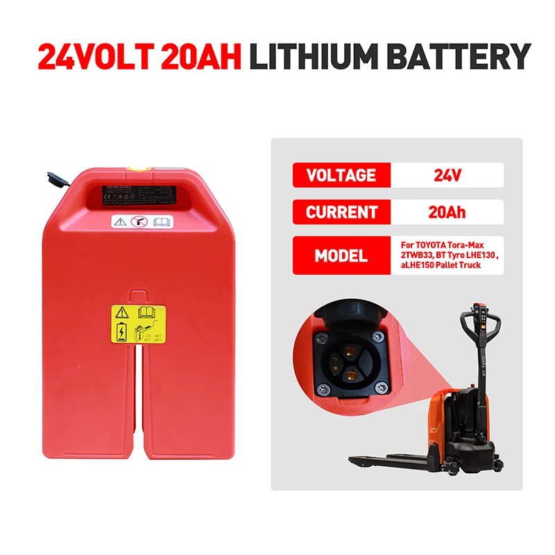 Electric Pallet Jack Battery, 24V 20Ah Lithium Battery for TOYOTA Tora-Max 2TWB33, BT Tyro LHE130 Pallet Truck