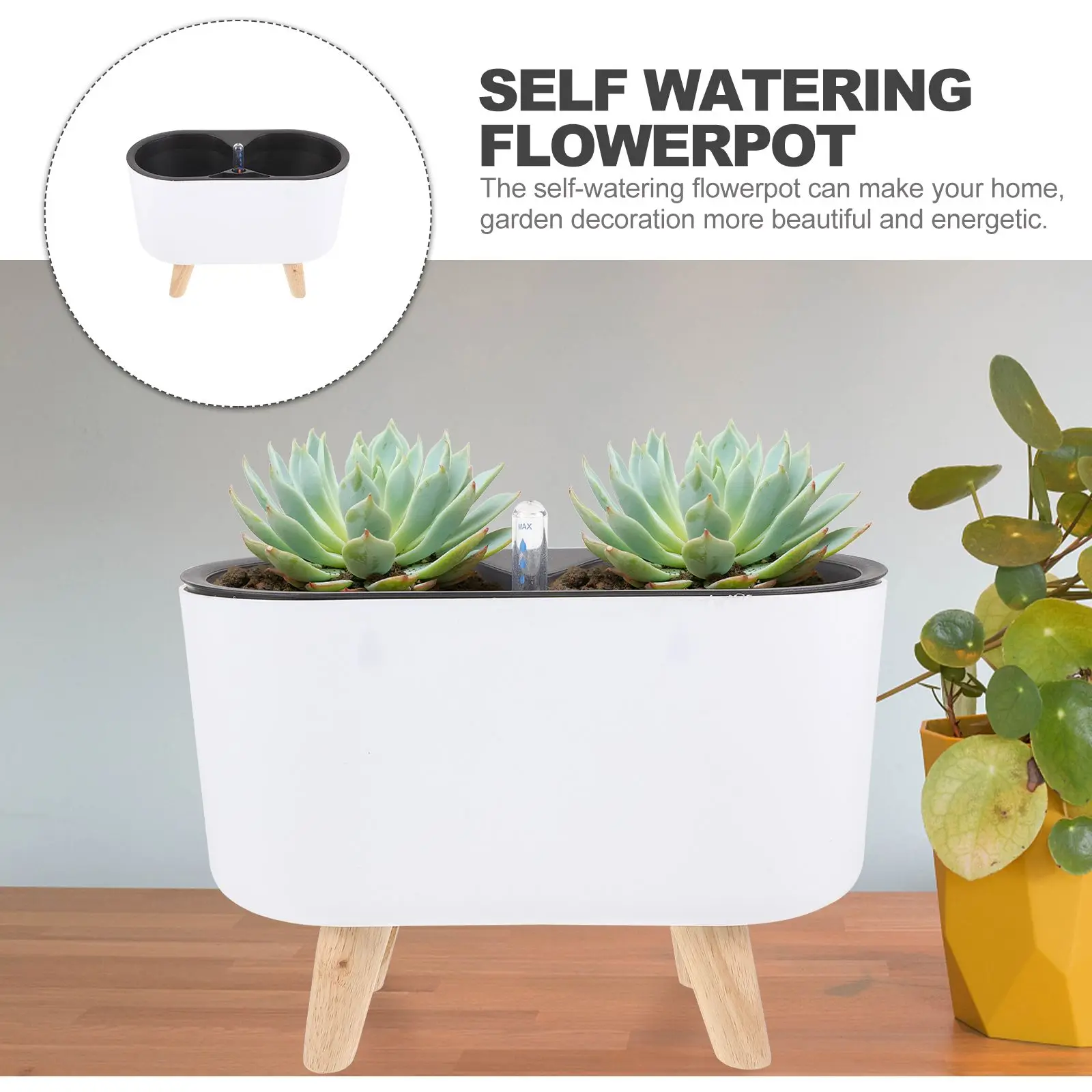 Self-Watering Planter Pots With Handy Water Level Indicator For Indoor Plants Windowsill Herb Planter Pot With Feet