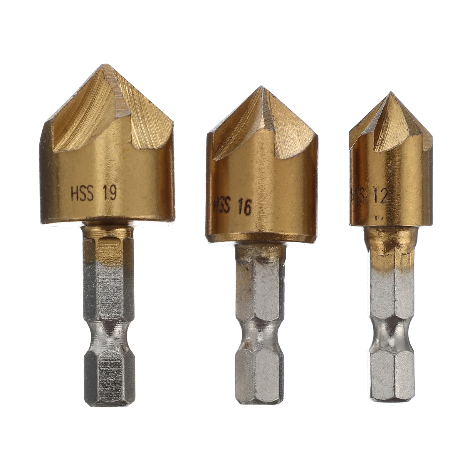 

3pcs Five Blade Chamfering Steel Drill Bits Woodworking Hexagonal Hole Countersink Tools Parts for Metal