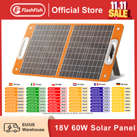 FF Flashfish 18V 60W Foldable Solar Panel Portable Solar Charger with DC Output USB-C QC3.0 for Phones Tablets Power Station