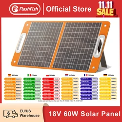 FF Flashfish 18V 60W Foldable Solar Panel Portable Solar Charger with DC Output USB-C QC3.0 for Phones Tablets Power Station