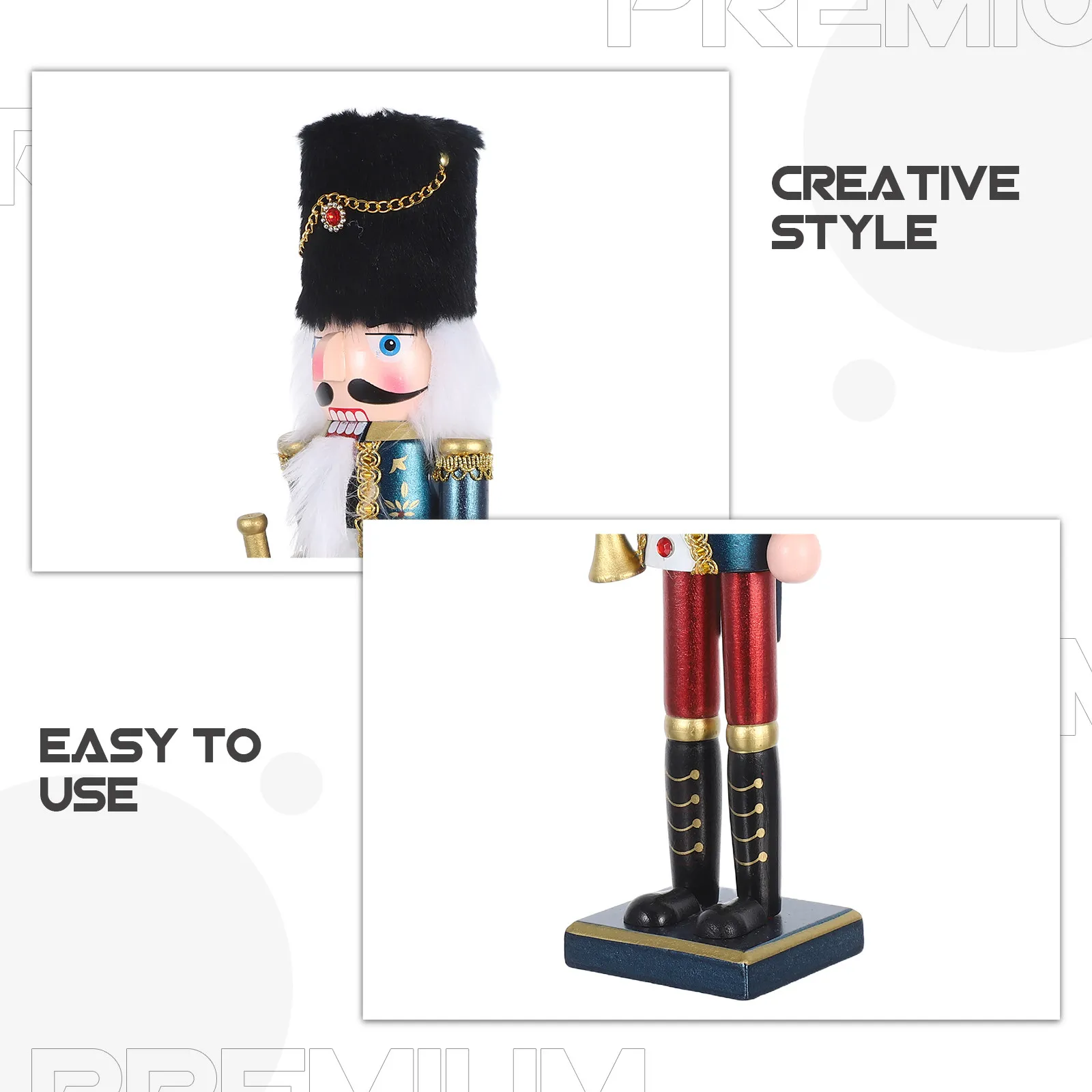 38Cm Christmas Nutcracker King Decoration Wooden Pearlescent Finish Large Holiday Centerpiece For Mantle Tabletop Display