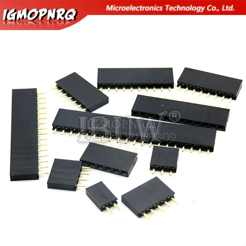 10PCS 2.54MM pitch single row female pin socket 2/3/4/5/6/7/8/9/10/11/12/13/14/40Pin PCB Connector Single Row Mother For arduino