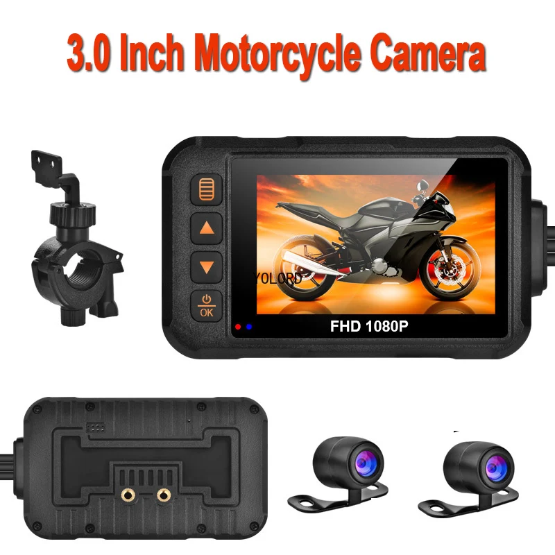 

Motorcycle Camera DVR 3.0 Inch 720P Waterproof Dual Lens Driving Recorder Front Rear Camera Video Recorder Accessories