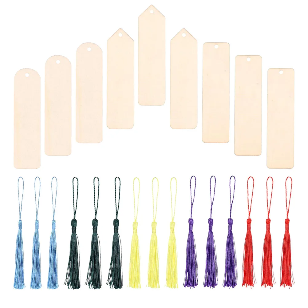 

30 Wooden Unpainted DIY Tags Small Ribbon Ornaments Reading Page Blank Bookmark For Diy Markers Lovely Bookmark Craft Supplies