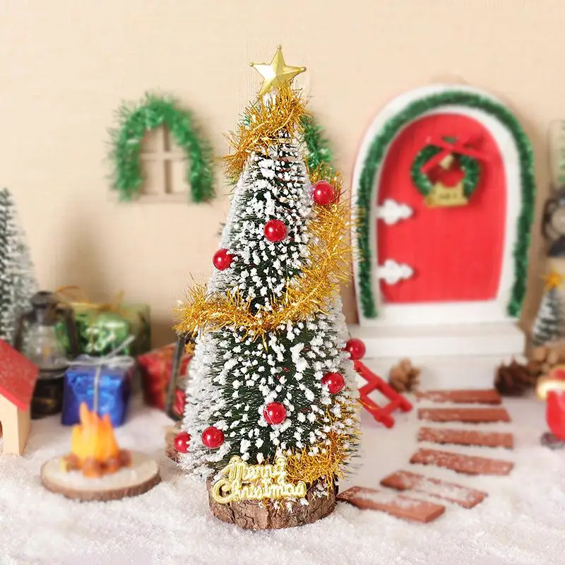 Mini árbol de Navidad para casa de muñecas, modelo de árbol de cedro, decoración de escena de Navidad, adorno, casa de muñecas, decoración de Festival, juguetes, 1/12