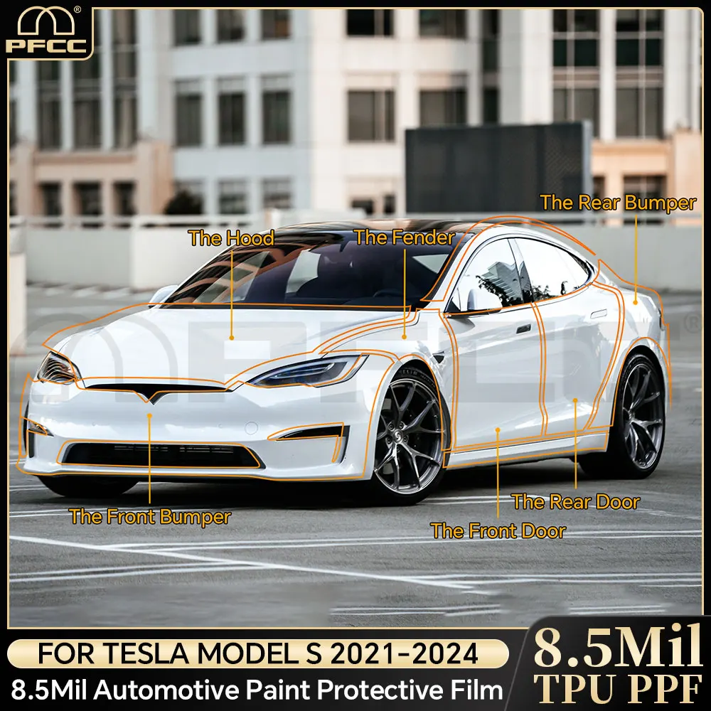 

Защитная пленка для автомобильной краски PFCC Tpu для Tesla Model S 2021-2026, предварительно вырезанная, устойчивая к царапинам, прозрачная наклейка для бюстгальтера Ppf, комплект наклеек