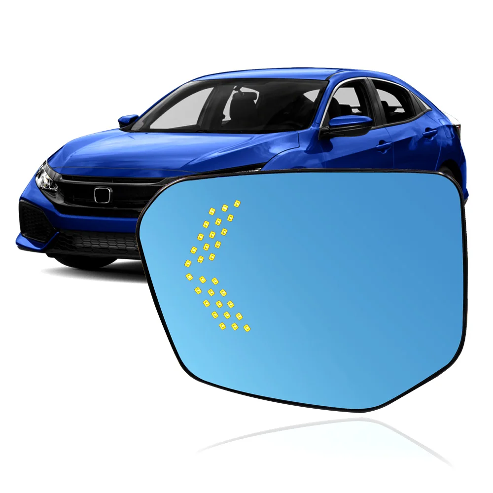 

2 Pcs Car LED Side Rearview Mirror for Honda Civic 2016-2021 Heating Turn Signal Steering Anti-glare Blue Glass HD Auto Part