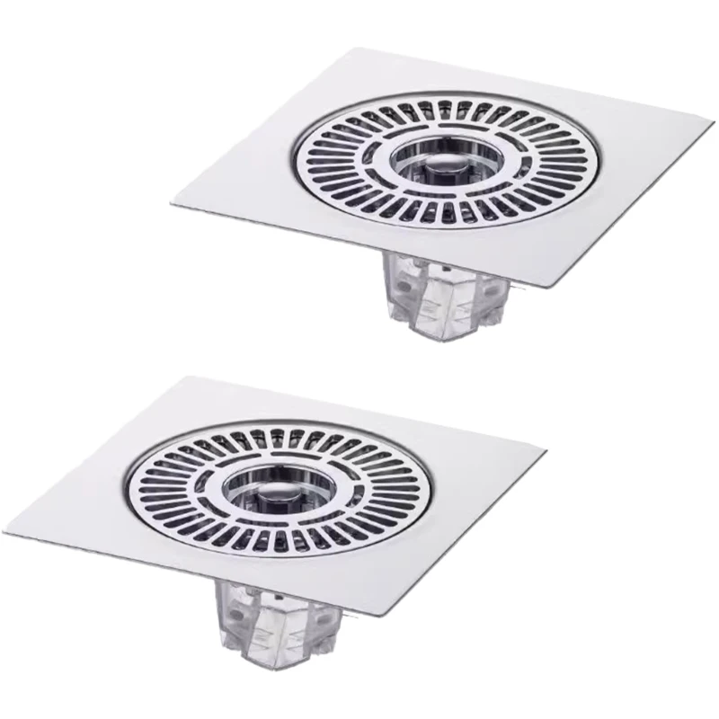 2Pcs Antiodor Drainer Shower Strainer Hair Catcher Stainless Steels Floor Drain
